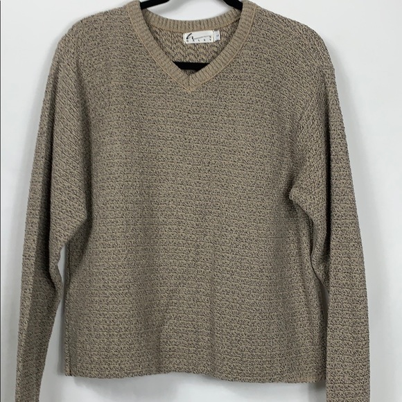 Haley beige and black woven long sleeved sweater L - Picture 2 of 6